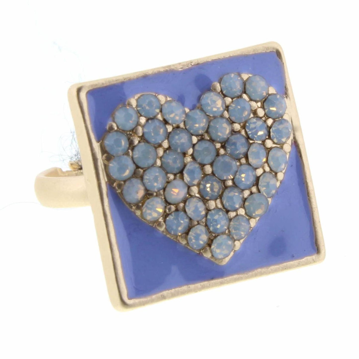 Kids Crystal Heart on Lavender Enamel Square Ring