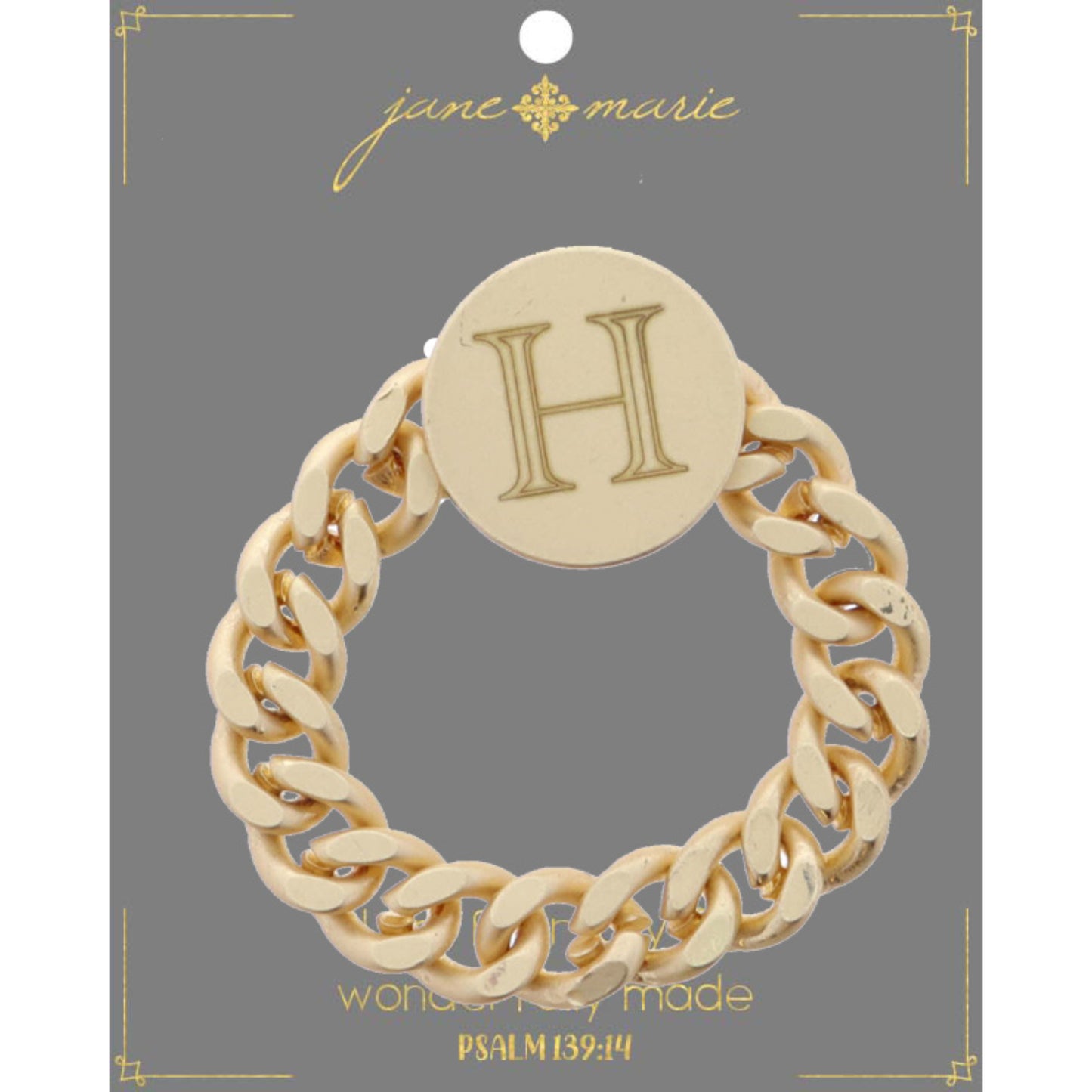 Engraved Initial "H" Ring