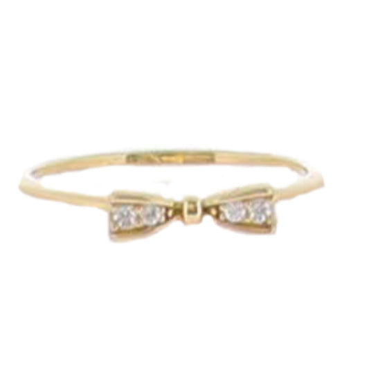 18K Gold Plated Bow with Crystal Inlay Ring