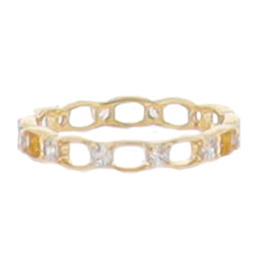 18K Gold Plated Crystal Accented Link Band Ring