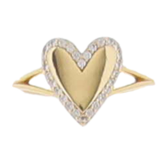 18K Gold Plated Crystal Inlayed Heart Ring
