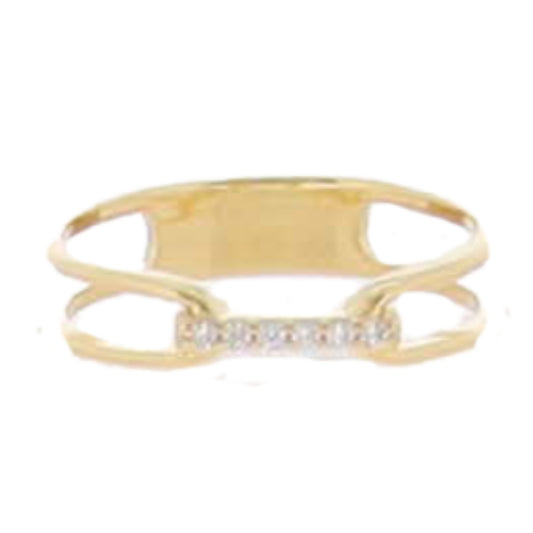 18K Gold Plated Double Band with Crystal Inlay Bar Ring