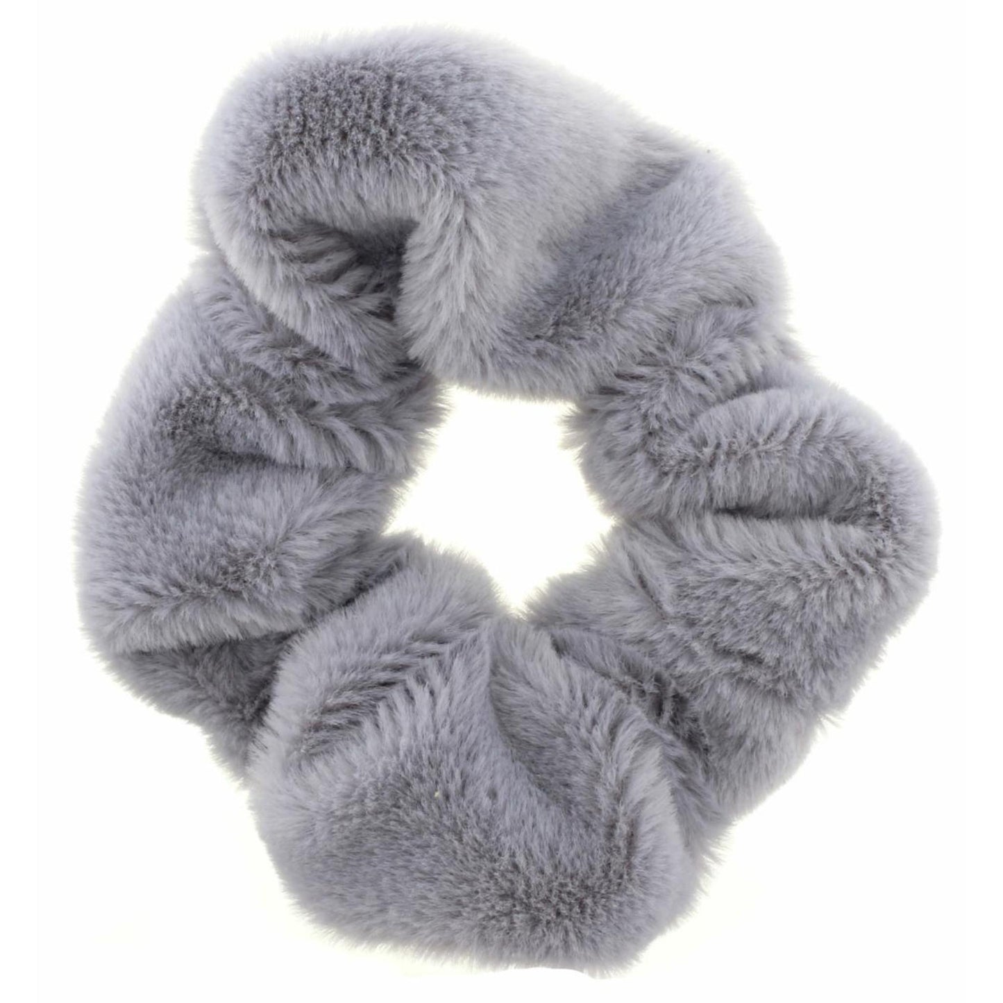 Grey Silky Fur Scrunchie