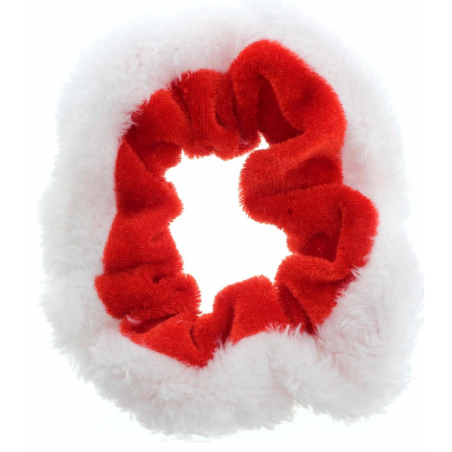 Kids Red Velvet with White Fur Scrunchie