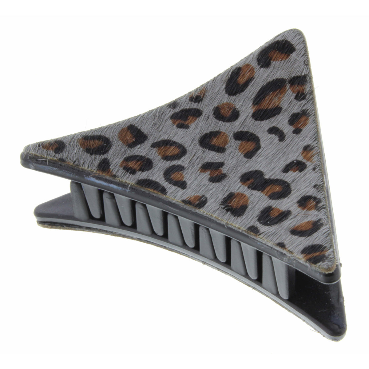 Triangle with Grey Leopard Print Hair Clip