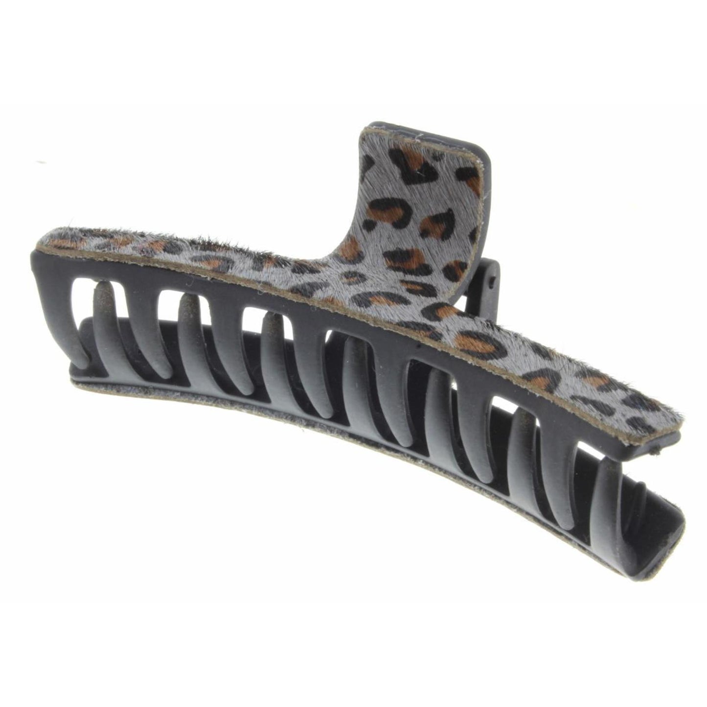 Rectangle with Grey Leopard Hair Clip