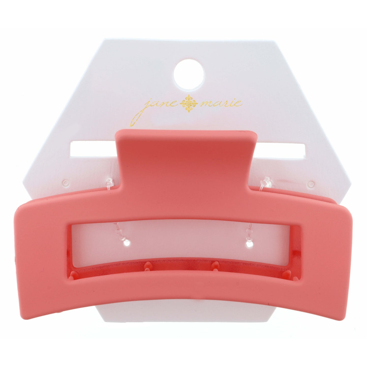Large Coral Rectangle Claw Hair Clip