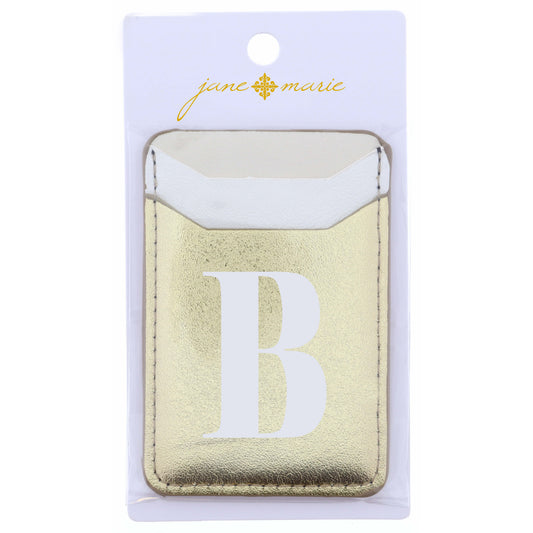 Cream, White, and Gold with Initial B Phone Wallet