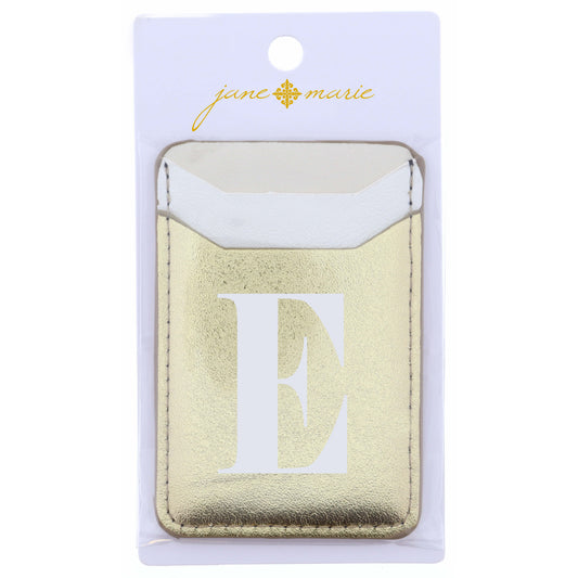 Cream, White, and Gold with Initial E Phone Wallet