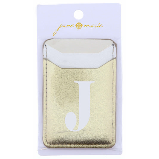 Cream, White, and Gold with Initial J Phone Wallet
