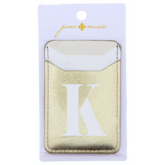 Cream, White, and Gold with Initial K Phone Wallet