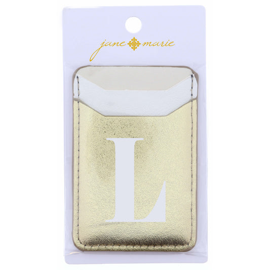 Cream, White, and Gold with Initial L Phone Wallet