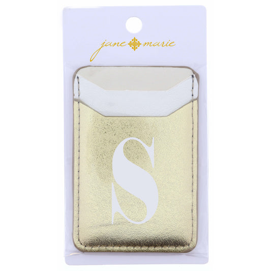 Cream, White, and Gold with Initial S Phone Wallet