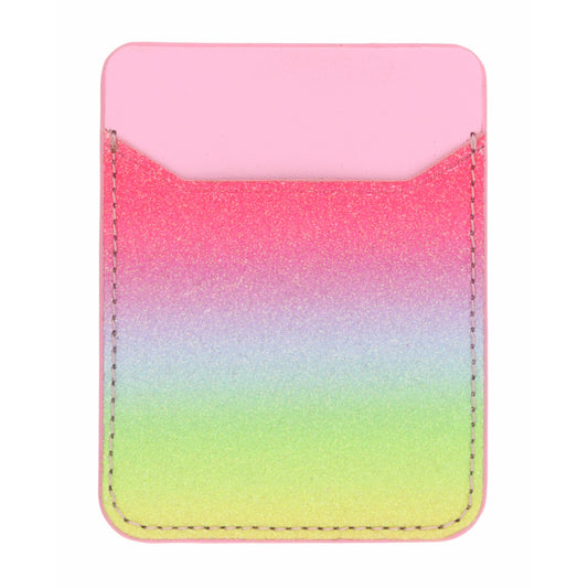 Rainbow Glitter and Pink Leather Phone Wallet