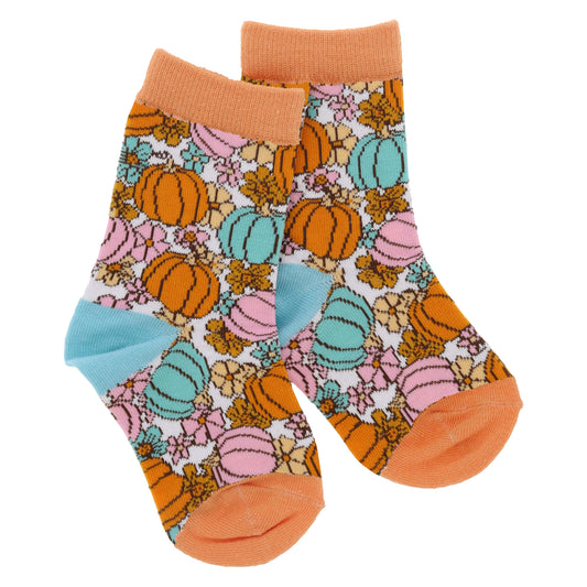 Kids Thankful Pumpkin Tall Sock