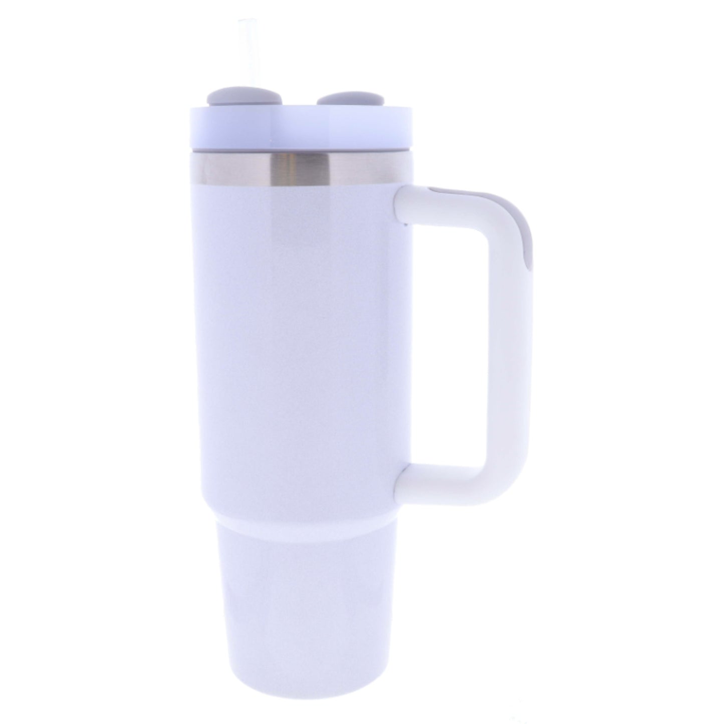 Pearl White 30 Oz. Tumbler With Straw and Handle