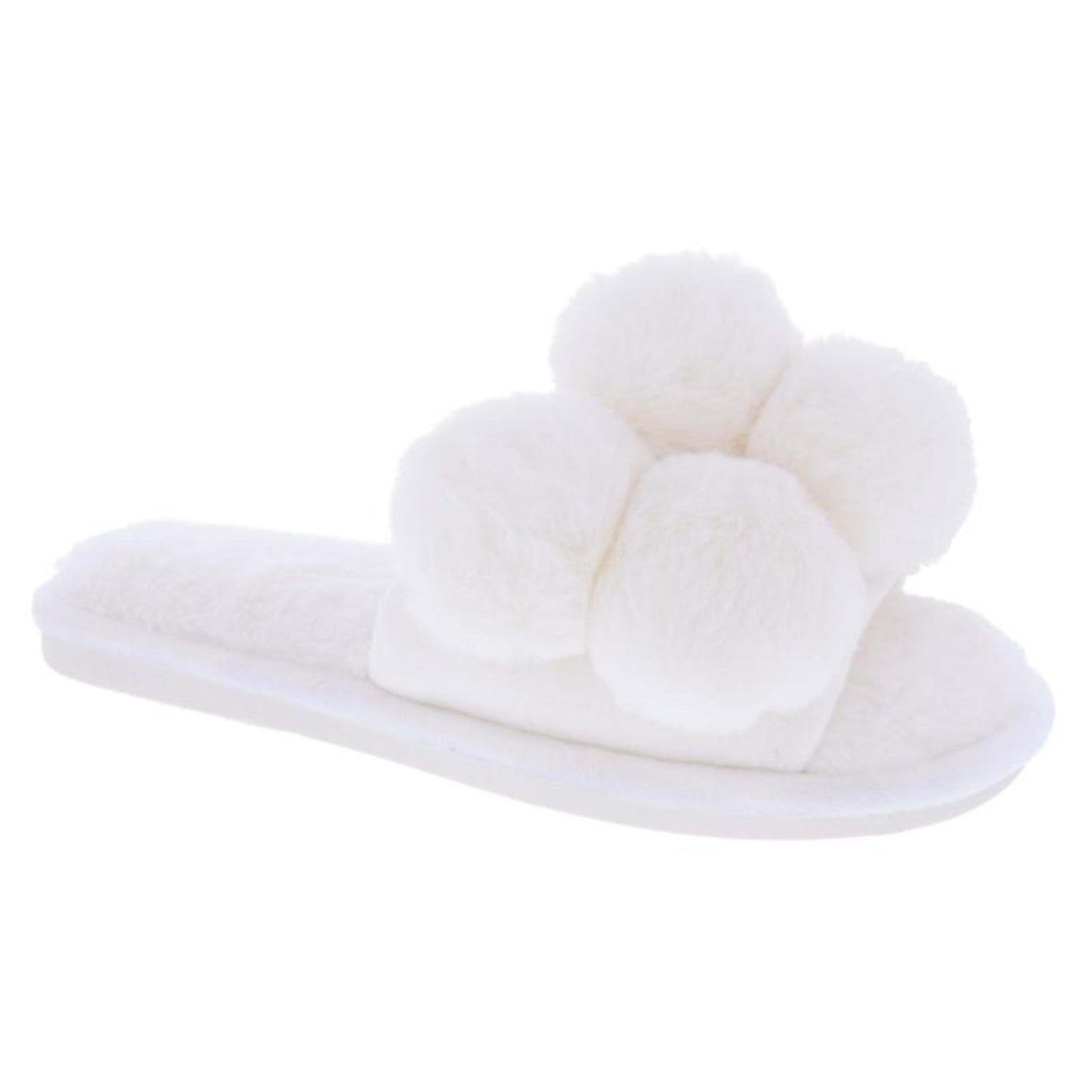 White Pom Open Toe Slipper Assortment