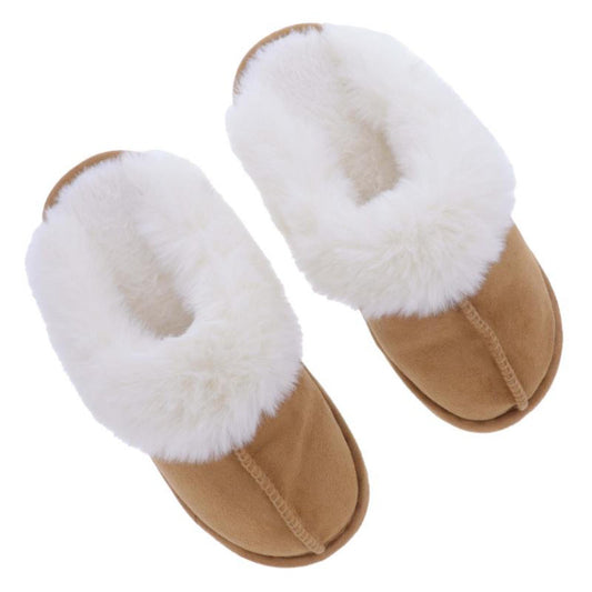 Tan Suede Closed Toe Slipper
