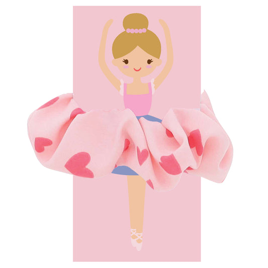 Kids Pink With Pink Hearts Satin Scrunchie