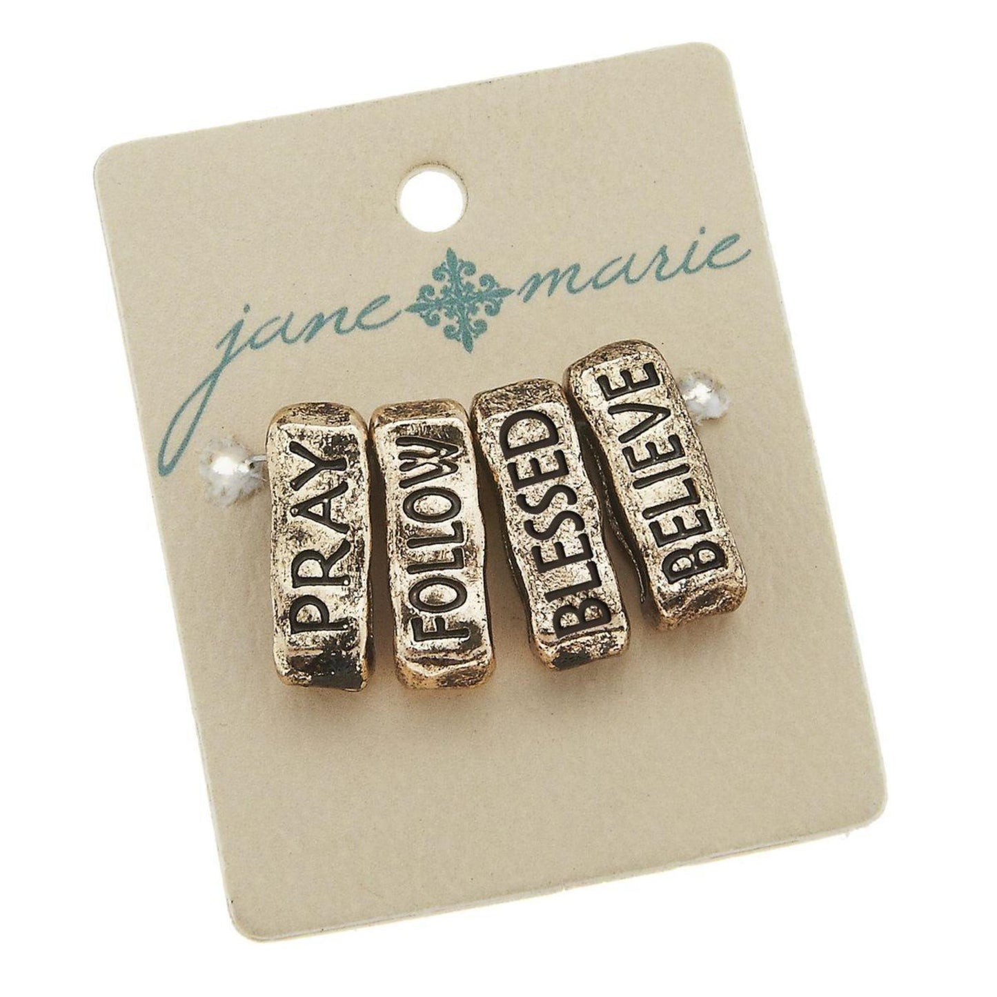 Antique Gold Slides (Set of 4) : Pray; Follow; Blessed; Believe