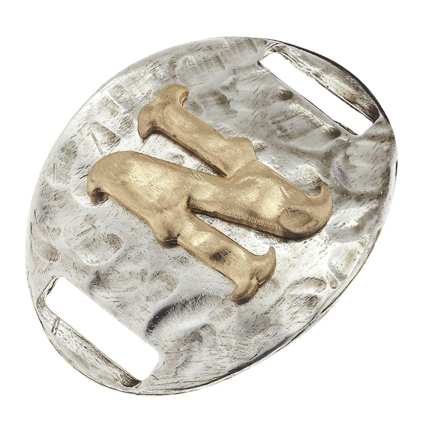 Antique Gold/Silver Large Bracelet N Initial Slide