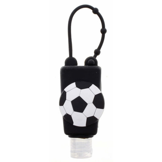 Black Silicone with Soccer Hand Sanitizer Holder with Fillable Keychain Keychain