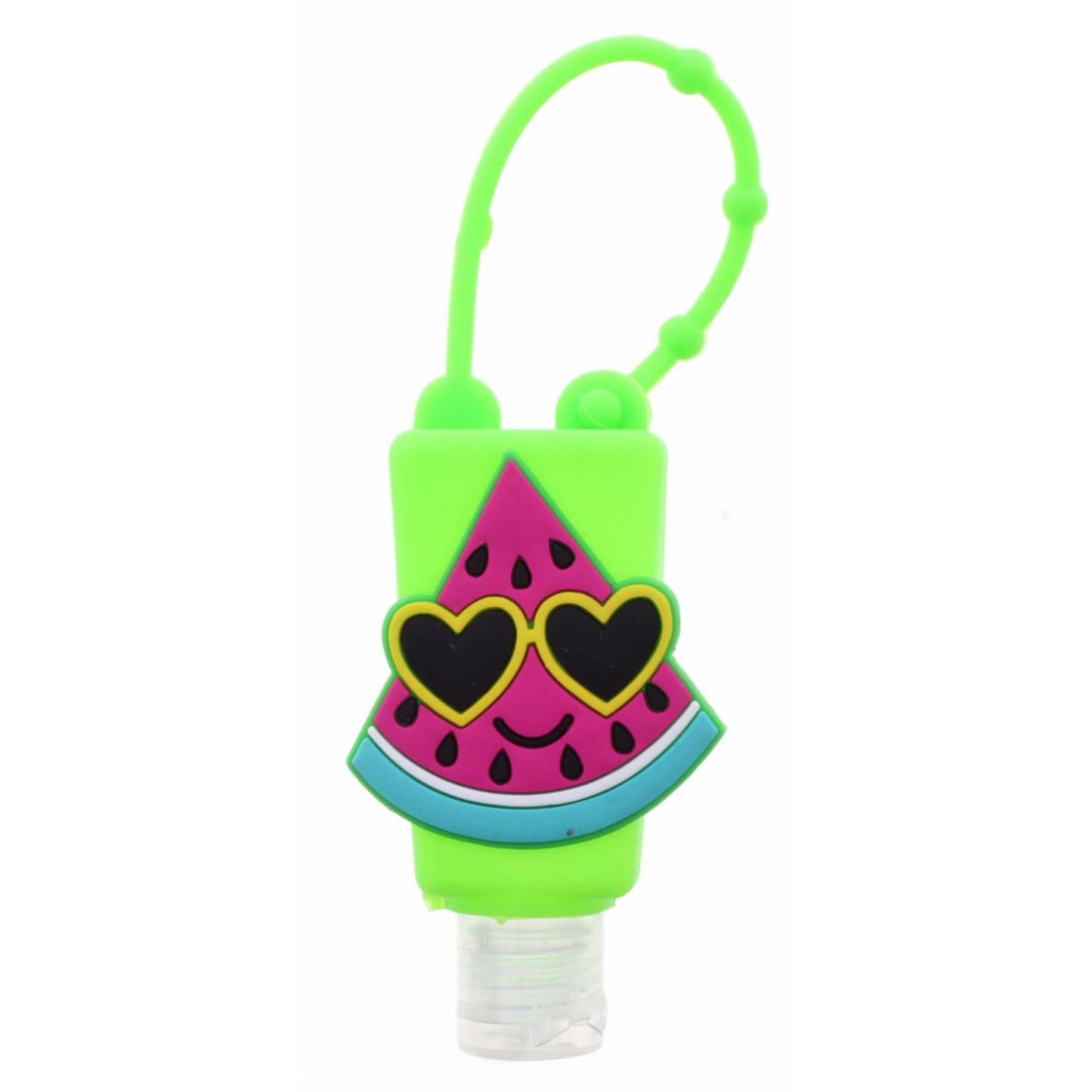 Green Silicone with Watermelon Hand Sanititzer Holder with Fillable Bottle Keychain