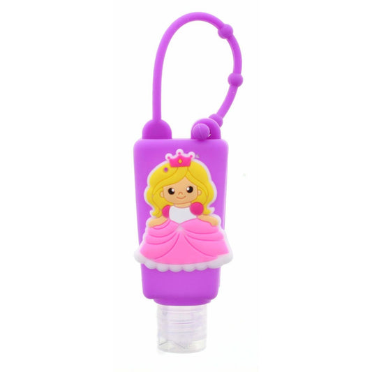 Purple Silicone with Princess Hand Sanitizer Holder with Fillable Bottle Keychain