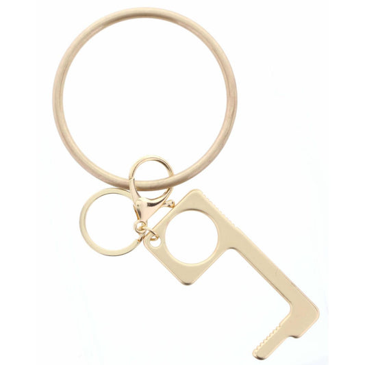 Gold Bangle with Gold Touchless Key Keychain