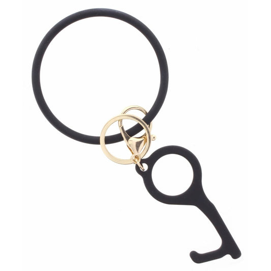 Jet Coated Metal Bangle with Jet Touchless Key Keychain
