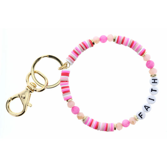 Kids Faith on Multi Pink Circle Keychain