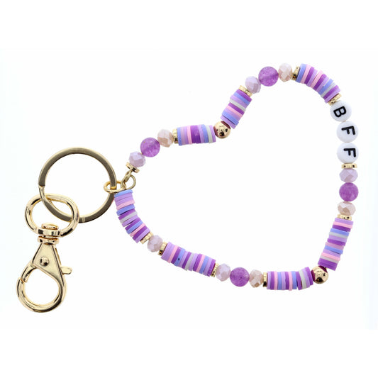 Kids BFF on Multi Purple Heart Keychain