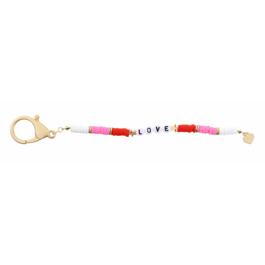Kids Multi Color Block Rubber Sequins "Love" Keychain