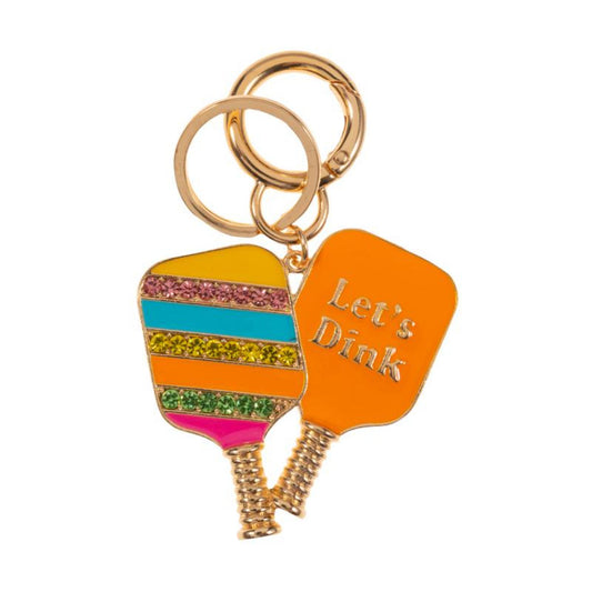 Pickleball Paddles Keychain with "Let's Dink"