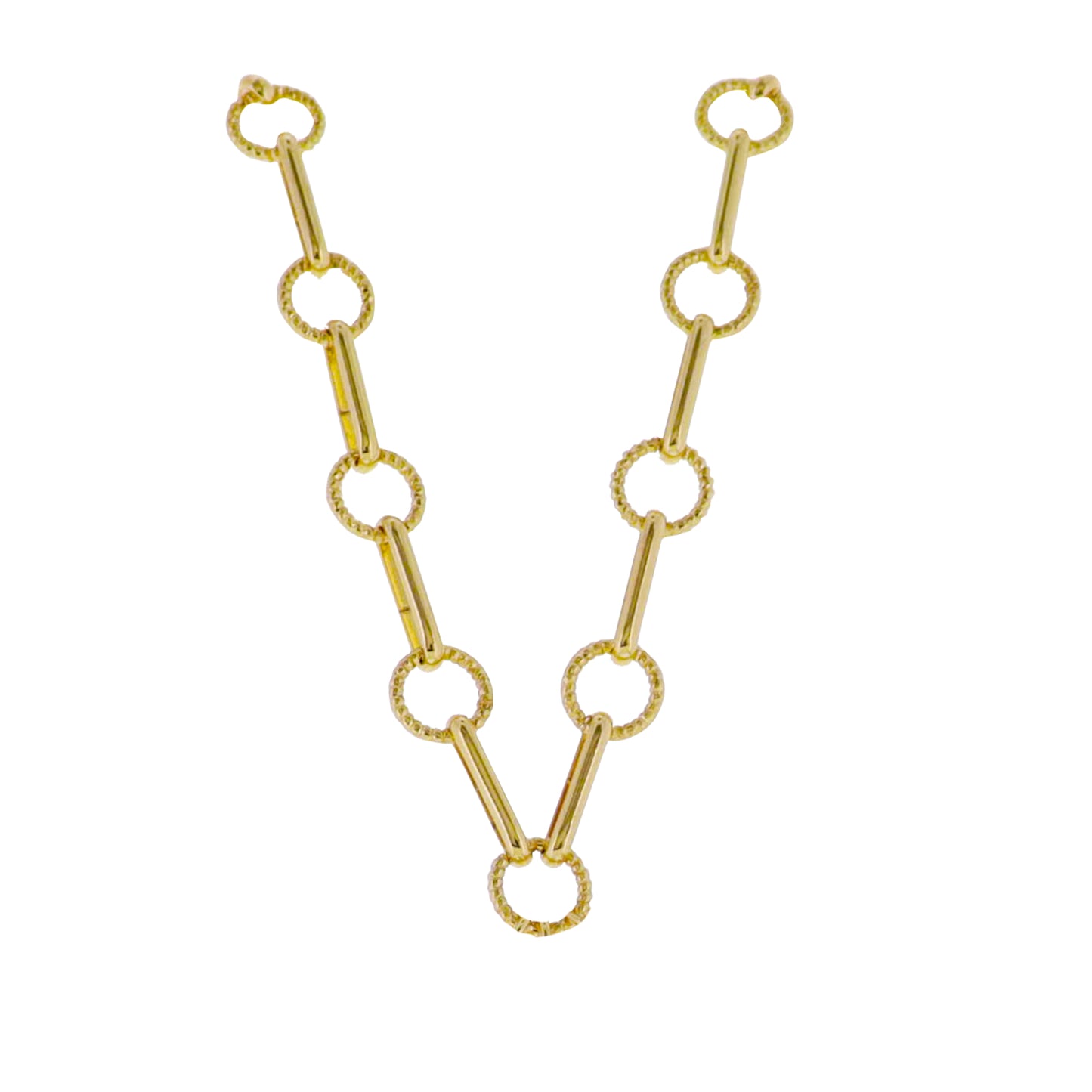 18k Gold Plated Round Disk, Oval Link Chain Necklace