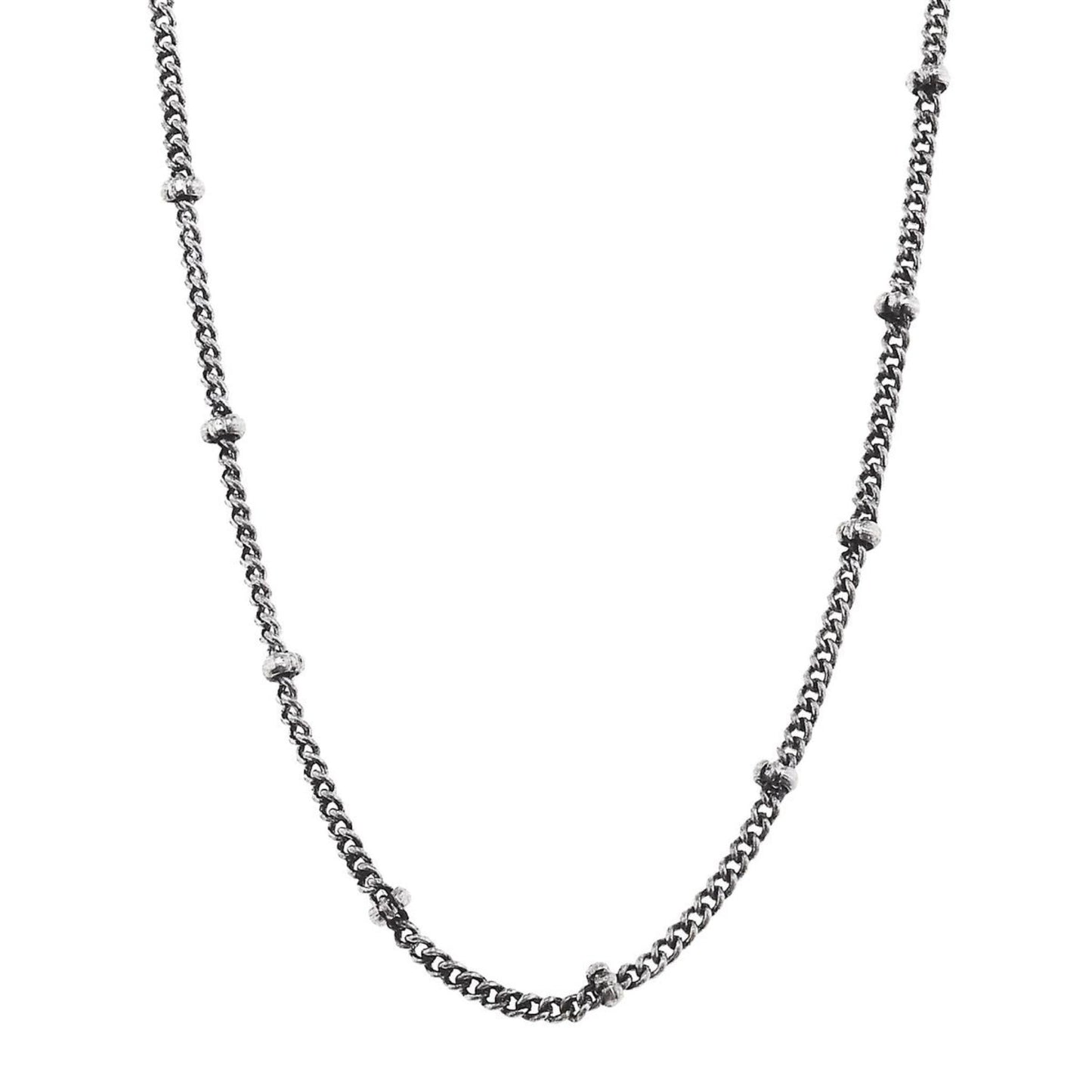 18" Silver Ball Station Necklace, 3" Ext