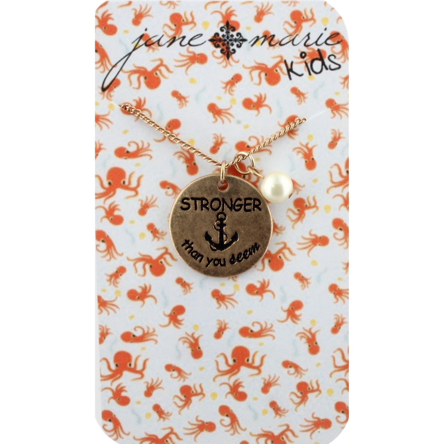 14" Kids Gold Necklace with Gold Anchor, 3" Ext