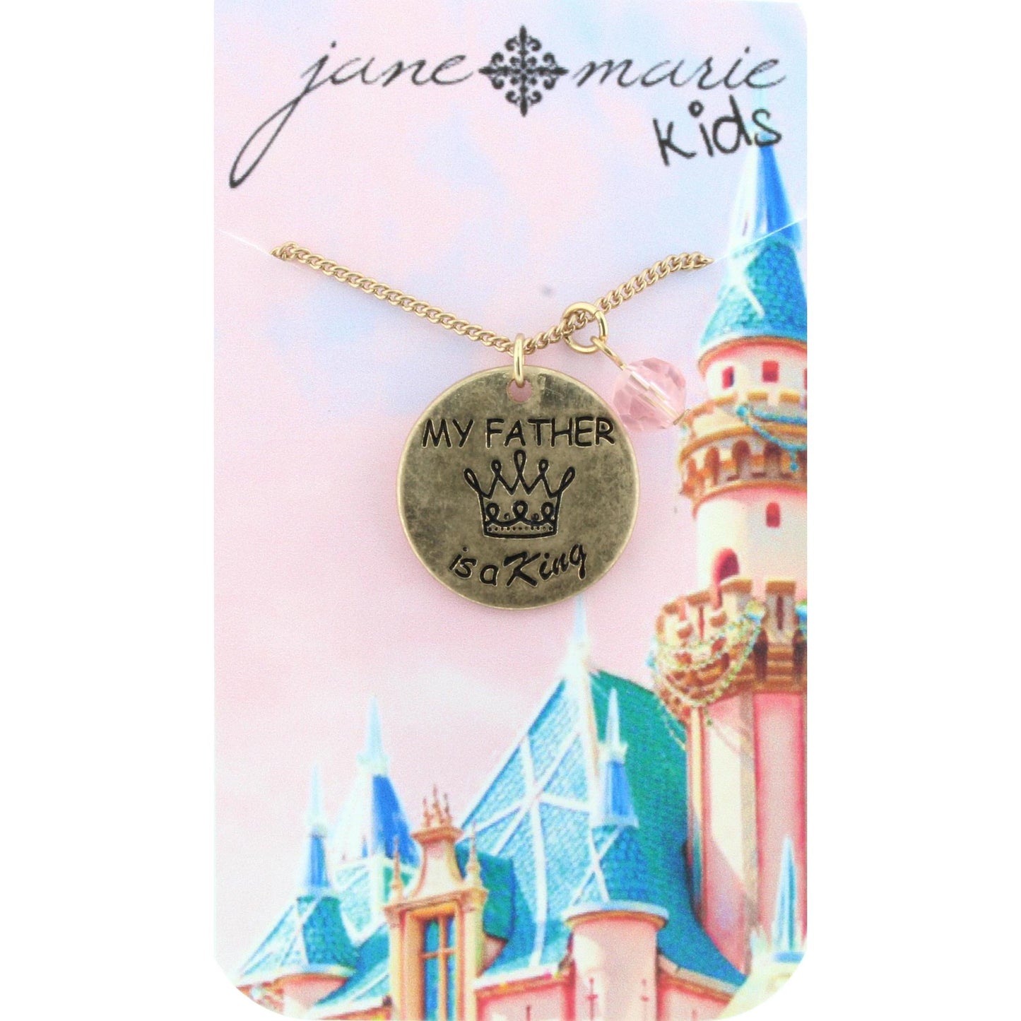14" Kids Gold Necklace with Gold Crown, 3" Ext