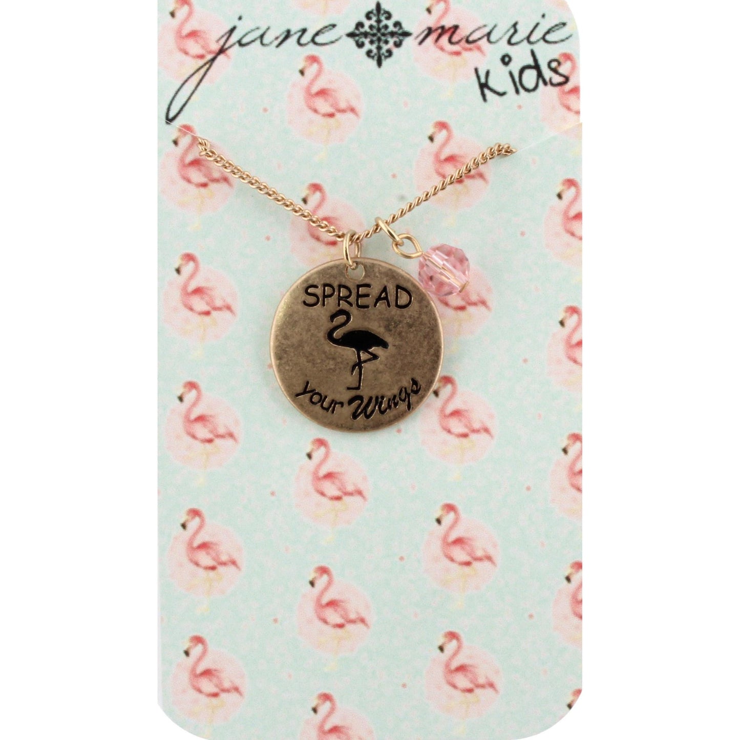 14" Kids Gold Necklace with Gold Flamingo, 3" Ext