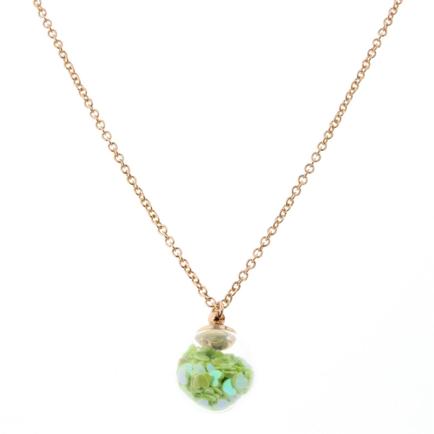 14" Kids Green Confetti Globe Necklace, 2" Ext