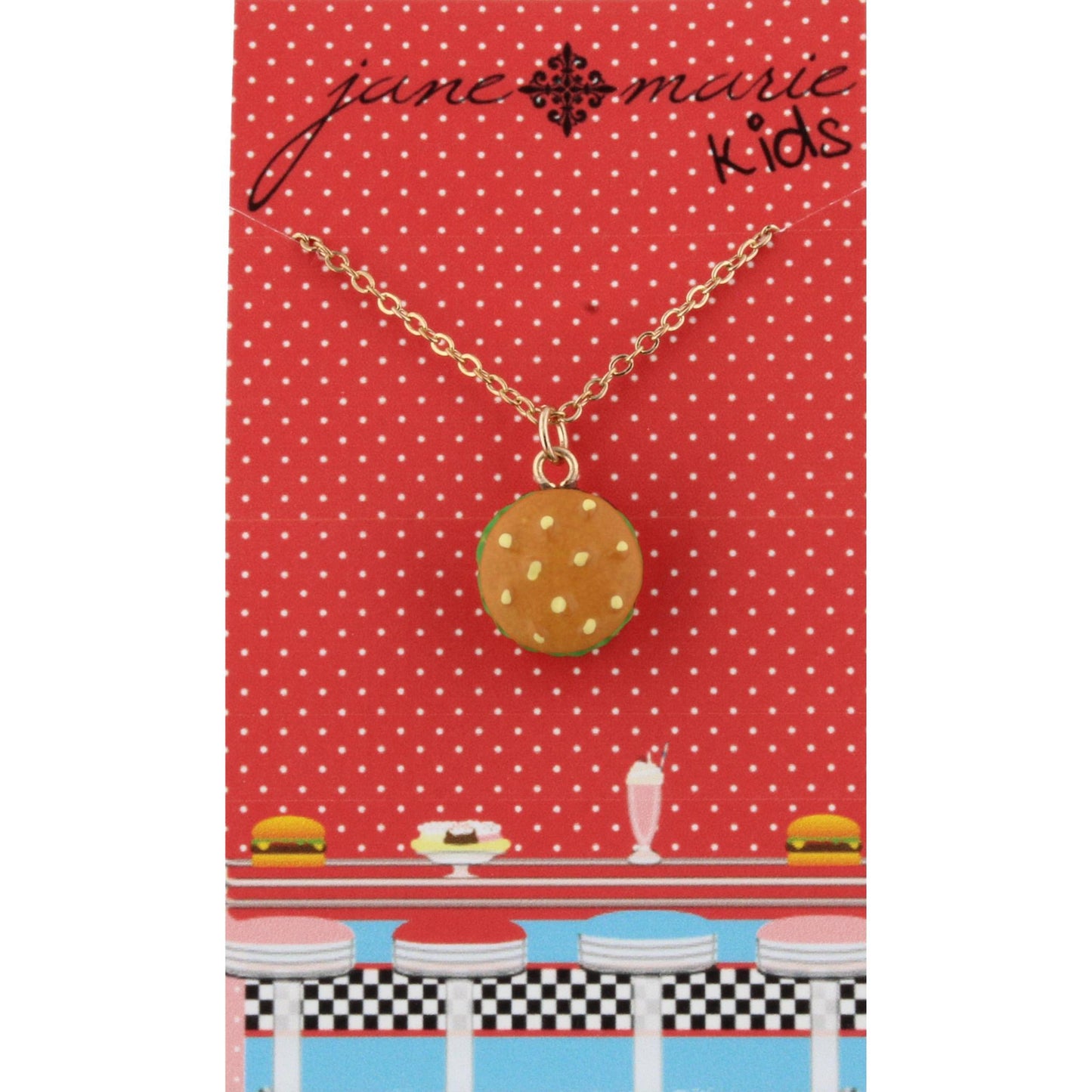 14" Kids Hamburger Necklace, 3" Ext