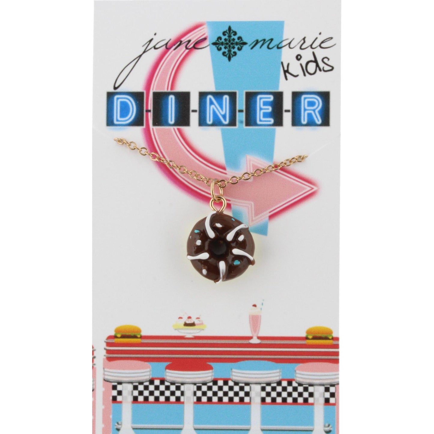 14" Kids Chocolate Donut Necklace, 3" Ext