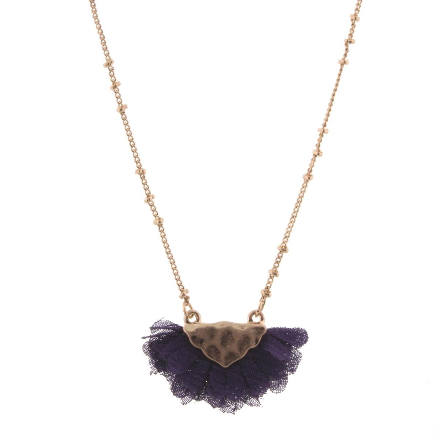 14" Kids Purple Gold Bib Necklace, 2" Ext