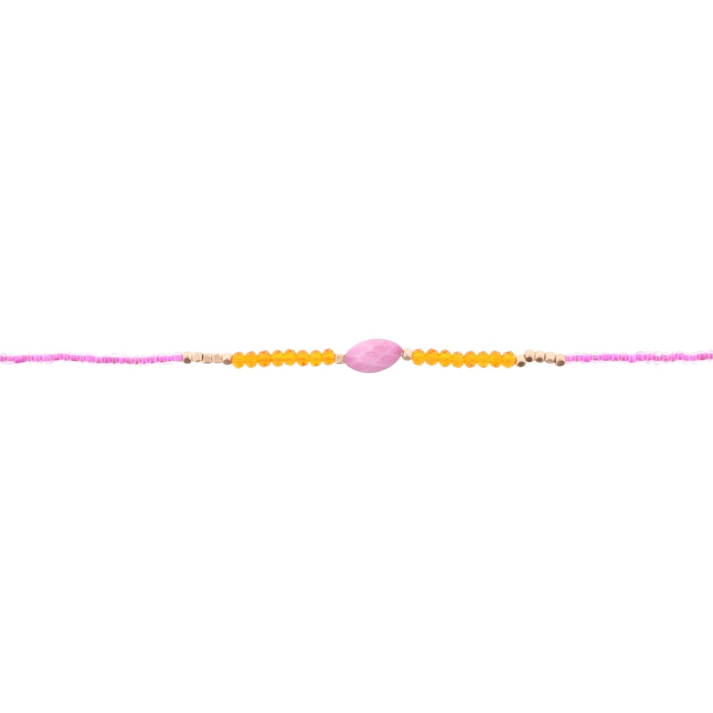 12" Kids Orange, Pink, Fuschia Choker Necklace with Pink Stone, 2" Ext