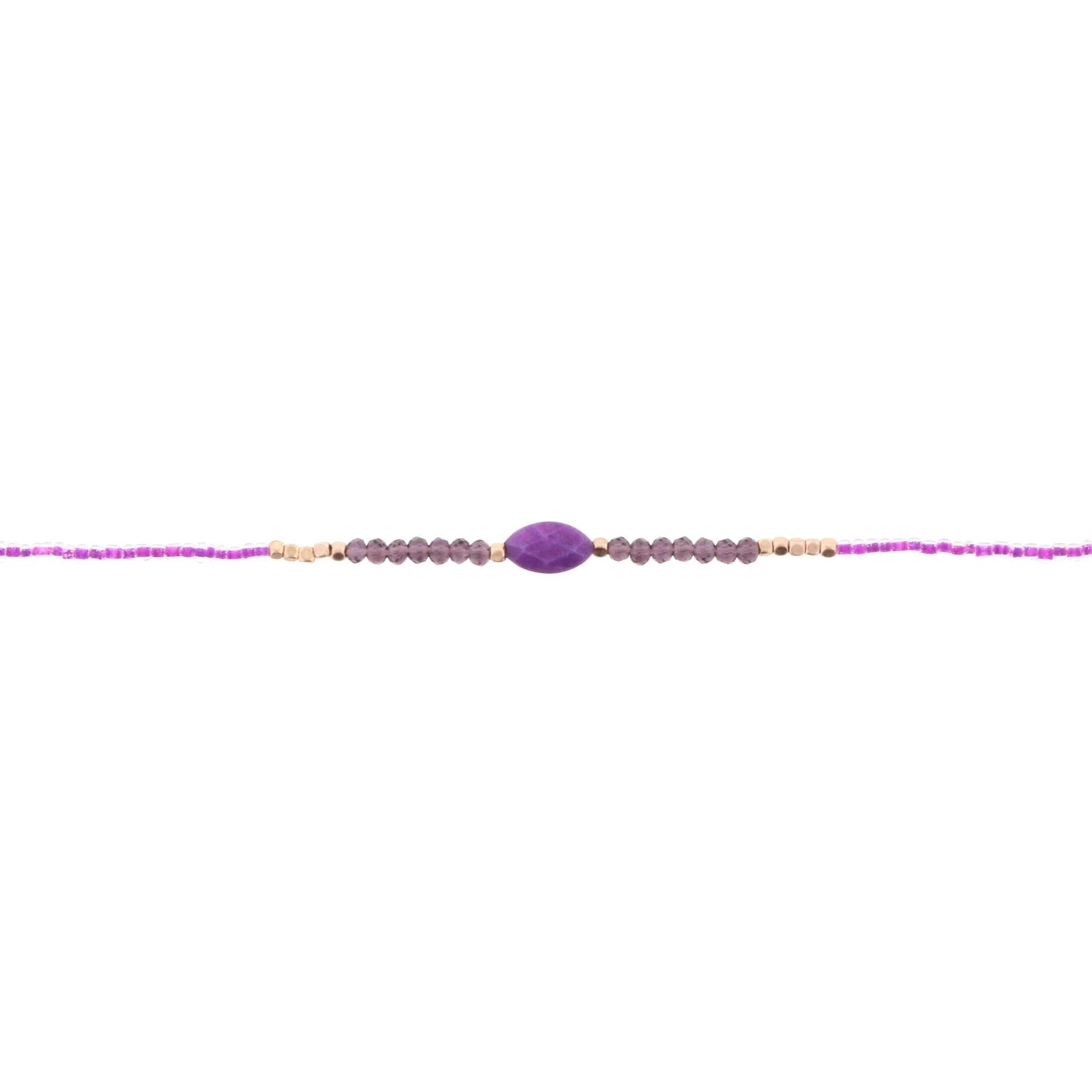 12" Kids Purple Choker Necklace with Purple Stone, 2" Ext