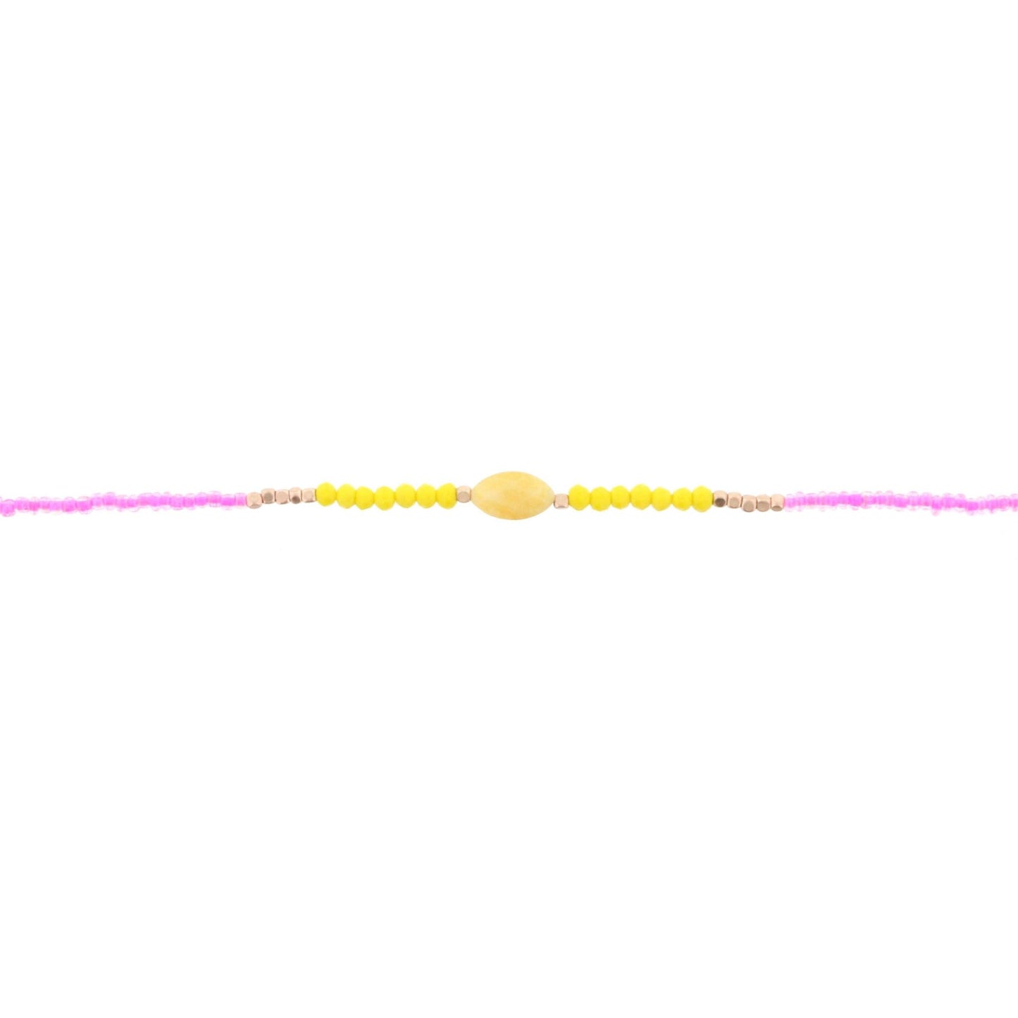 12" Kids Hot Pink, Yellow Choker Necklace with Yellow Stone, 2" Ext