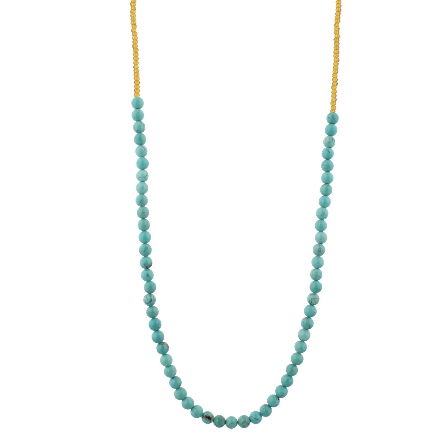 32" Turquoise Stone Beaded Necklace with Topaz Beads, 3" Ext