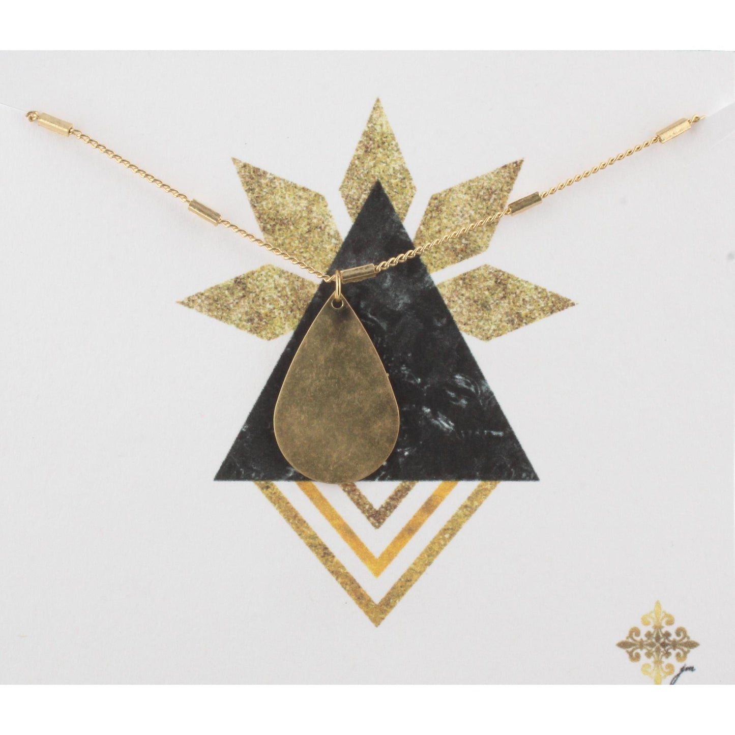 16" Gold Chain Necklace with Teardrop, 3" Ext