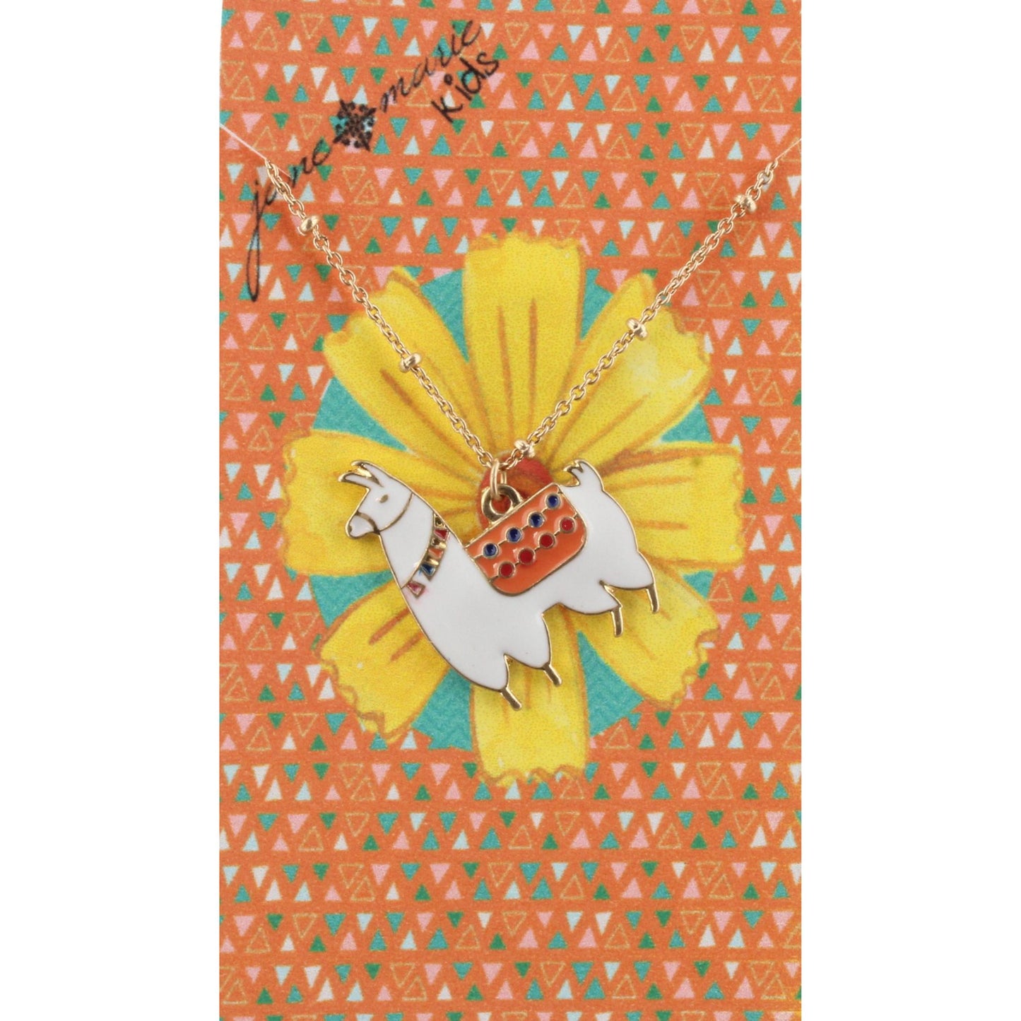 14" Kids Chain Necklace with White Llama, 3" Ext