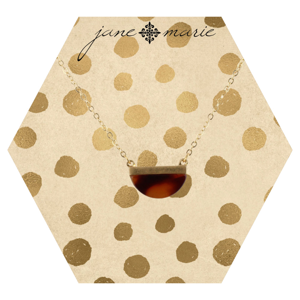 16" Gold Chain Necklace with Semi Circle Leopard Resin, 3" Ext